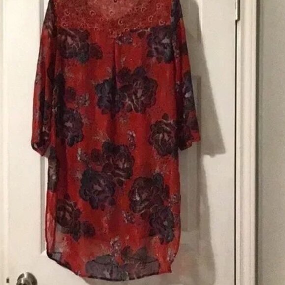 Olive Hill Floral Medium blouse tunic EUC - Picture 4 of 6